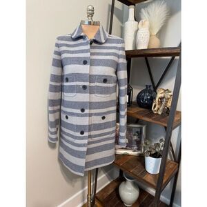 J.Crew Stadium Cloth Italian Nello Gori Wool Striped Wool Blend Coat Women’s 10